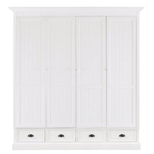 Armoire 4 portes 4 tiroirs blanc L150