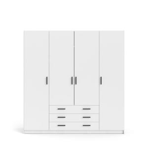 Armoire 4 portes et 3 tiroirs L195,5 cm - Blanc