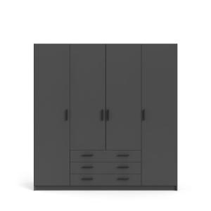 Armoire 4 portes et 3 tiroirs L195,5 cm - Gris Anthracite