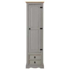 Armoire 8 étagères 2 tiroirs en bois massif, gris/brun