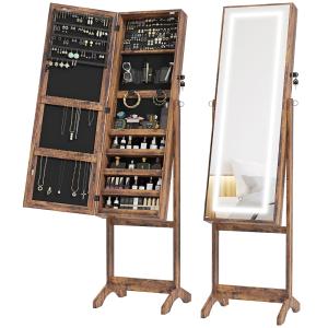 Armoire à bijoux LED miroir sur pied éclairage à écran tact…