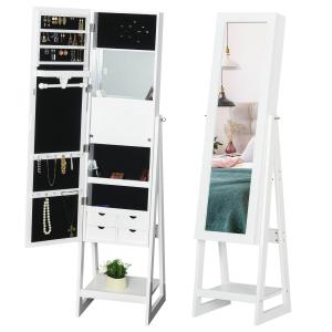 Armoire à bijoux multi-rangement avec miroir LED H.161 cm b…