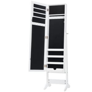 Armoire à bijoux sur pied avec miroir blanc 30 x 35 x 144cm