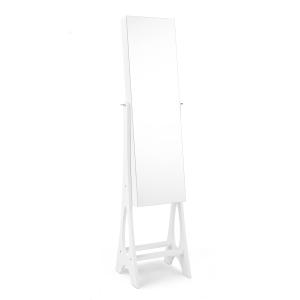 Armoire à bijoux sur pied miroir blanc 36x33,5x154,5cm