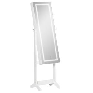 Armoire à bijoux sur pied multi-rangement avec miroir LED M…