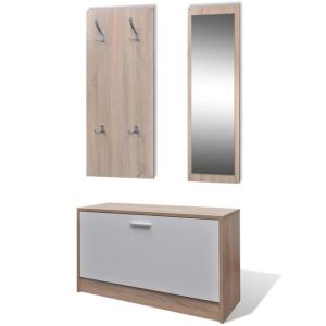 Armoire à chaussures 3-en-1 bois Chêne et blanc 80x27x46,5…
