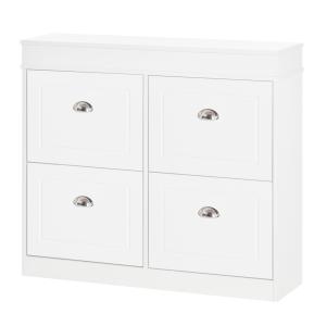 Armoire à chaussures 4 portes abattantes mdf blanc