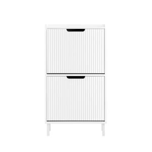 Armoire à chaussures avec 2 portes abattantes effet bois bl…