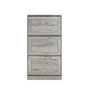 Armoire à chaussures avec 3 battants effect bois gris