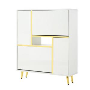 Armoire à chaussures blanche avec portes basculantes, range…