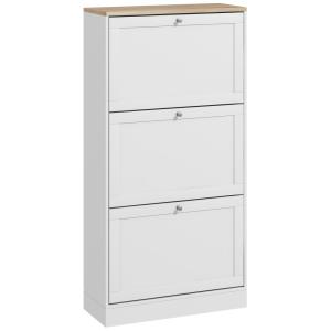 Armoire à chaussures portes compartiments blanc aspect chên…