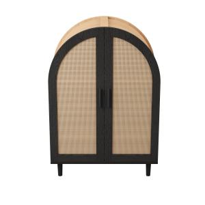 Armoire à chaussures rétro en bois avec portes cintrées et…