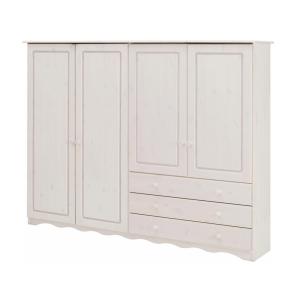 Armoire à linge 4 portes 3 tiroirs blanc
