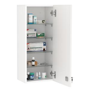 Armoire à pharmacie murale 5 étagères bois et verre blanc