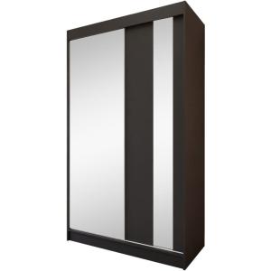 Armoire à portes coulissantes 120/216/61 noir avec miroir