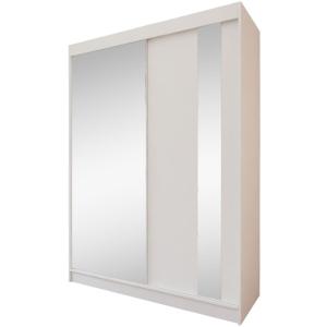 Armoire à portes coulissantes 150/216/61 blanche avec miroi…