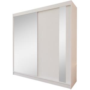 Armoire à portes coulissantes 200/216/61 blanche avec miroi…