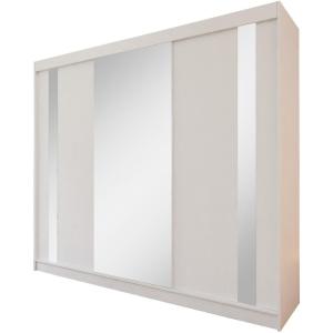 Armoire à portes coulissantes 240/216/61 blanche avec miroi…