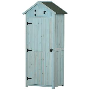 Armoire abri de jardin 3 étagères sapin traité bleu