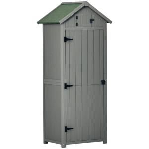 Armoire abri de jardin 3 étagères sapin traité gris