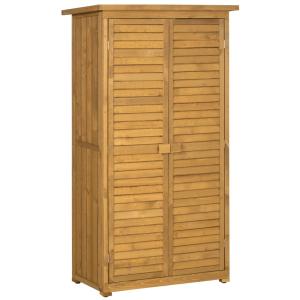 Armoire abri de jardin portes persiennes en bois naturel