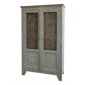 Armoire antique de lin en bois de pin bleu opale 113.5 x 44…