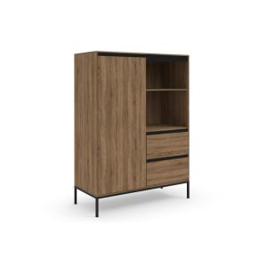 Armoire avec 1 porte et 2 tiroirs en effet chêne
