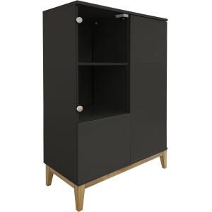 Armoire avec 1 porte vitrées et 2 portes en gris