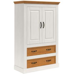 Armoire avec 2 portes 2 tiroirs en pin blanc