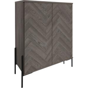 Armoire avec 2 portes effet chevrons chêne blanc