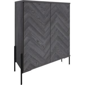 Armoire avec 2 portes effet chevrons chêne gris