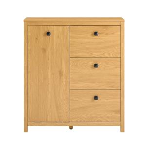 Armoire avec 3 tiroirs et 1 panier à linge naturel foncé