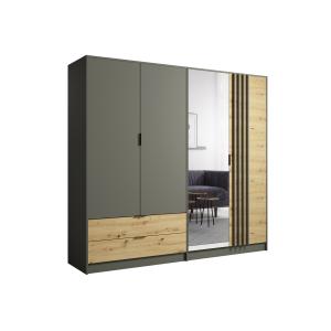 Armoire avec miroir contemporain 220 cm bois / gris