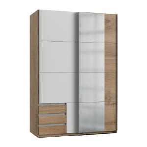 Armoire avec porte coulissante 1 miroir - L135 cm - Blanc