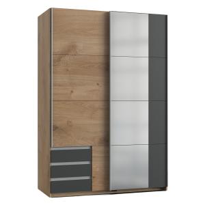 Armoire avec porte coulissante 1 miroir - L135 cm - Gris An…