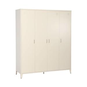 Armoire chambre dressing industriel métal beige 4 portes