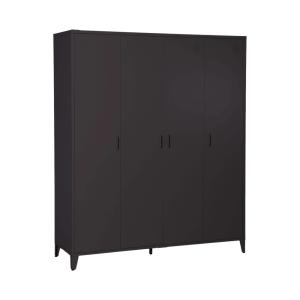Armoire chambre dressing industriel métal noir 4 portes