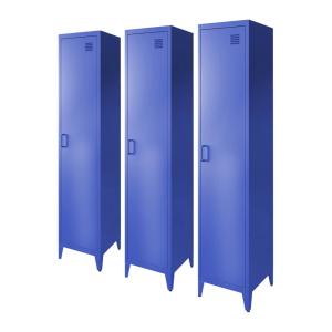 Armoire chambre en acier bleu, 4 espaces de rangement