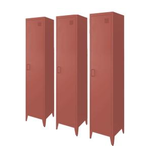 Armoire chambre en acier terracotta, 4 espaces de rangement
