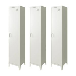 Armoire chambre en métal blanche, 4 espaces de rangement