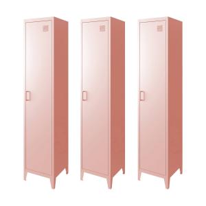 Armoire chambre en métal rose, 4 espaces de rangement