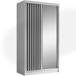 Armoire coulissante lamelles 120 cm, blanc noir