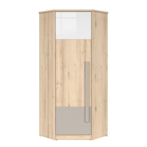 Armoire d'angle 1 porte stratifiés beige et gris