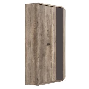 Armoire d'angle 2 portes stratifiés beige et gris