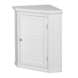 Armoire d'angle murale effet bois blanc avec porte façon pe…