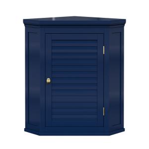 Armoire d'angle murale effet bois bleu avec porte façon per…