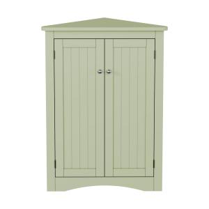Armoire d’angle verte avec 2 portes et étagères