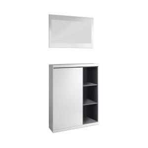 Armoire d'entrée effet bois blanc 79x25 cm