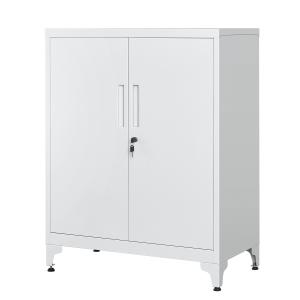 Armoire de bureau 2 portes verouillable en métal blanc