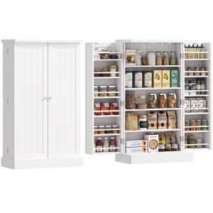 Armoire de cuisine 2 portes avec étagères blanc
